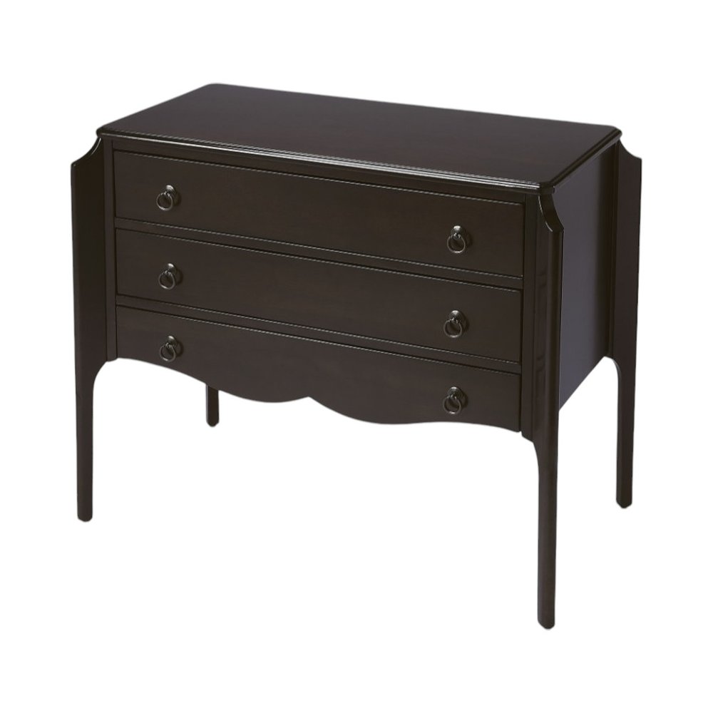 Dark Brown Solid Wood Three Drawer Dresser - 34-inch