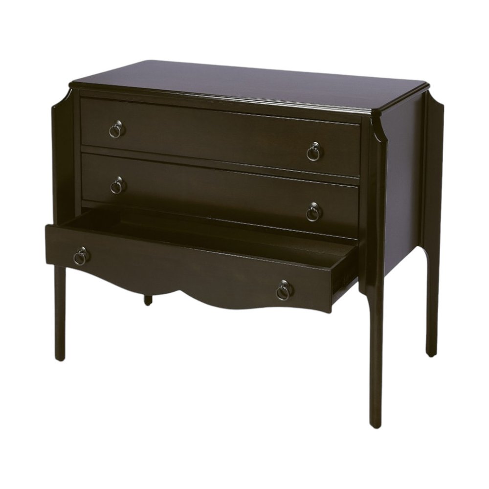 Dark Brown Solid Wood Three Drawer Dresser - 34-inch