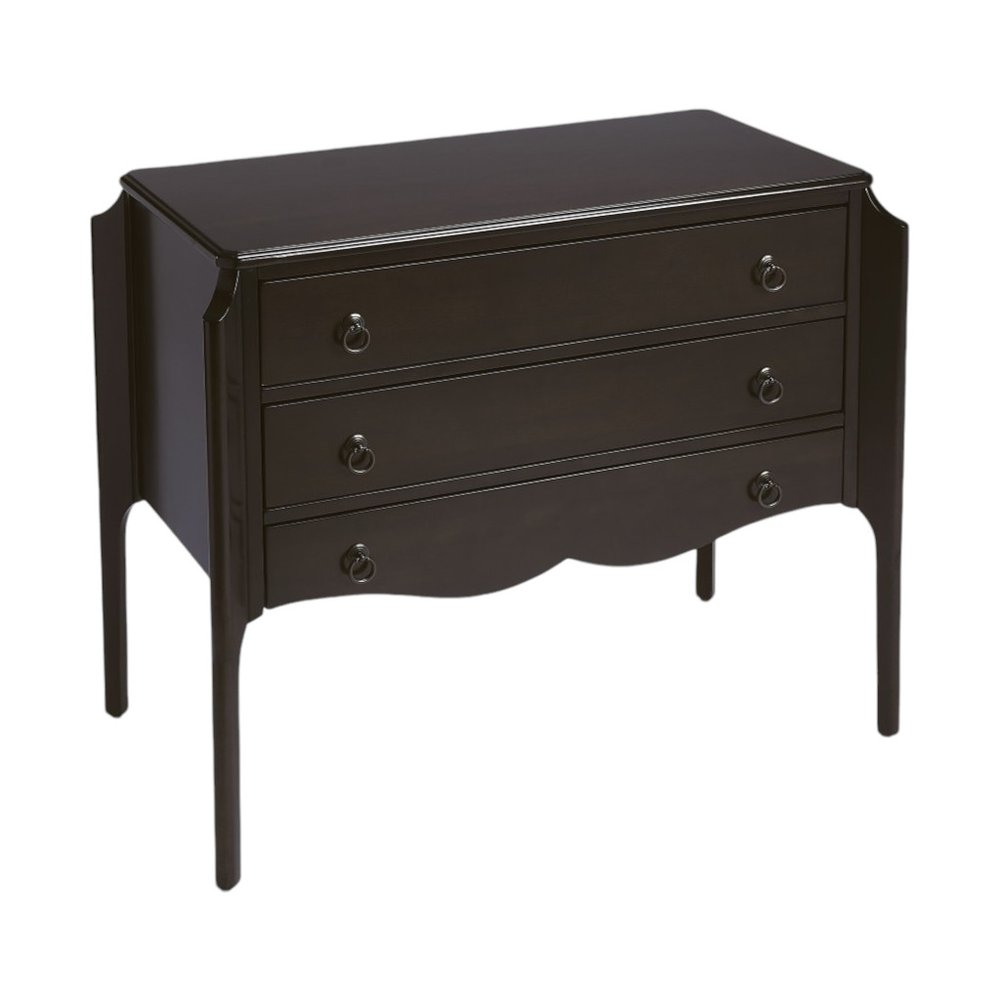Dark Brown Solid Wood Three Drawer Dresser - 34-inch
