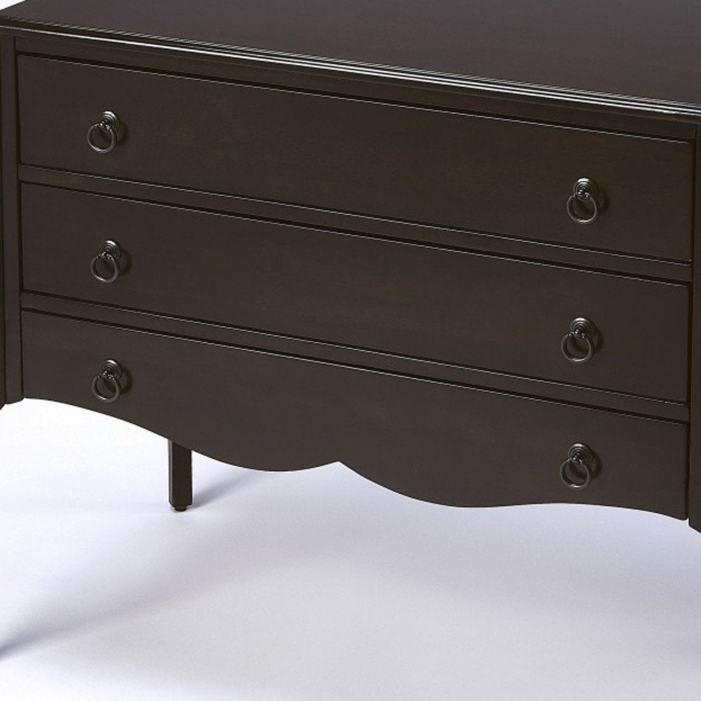 Dark Brown Solid Wood Three Drawer Dresser - 34-inch
