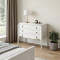 White Wood Three Drawer Dresser - 34-inch