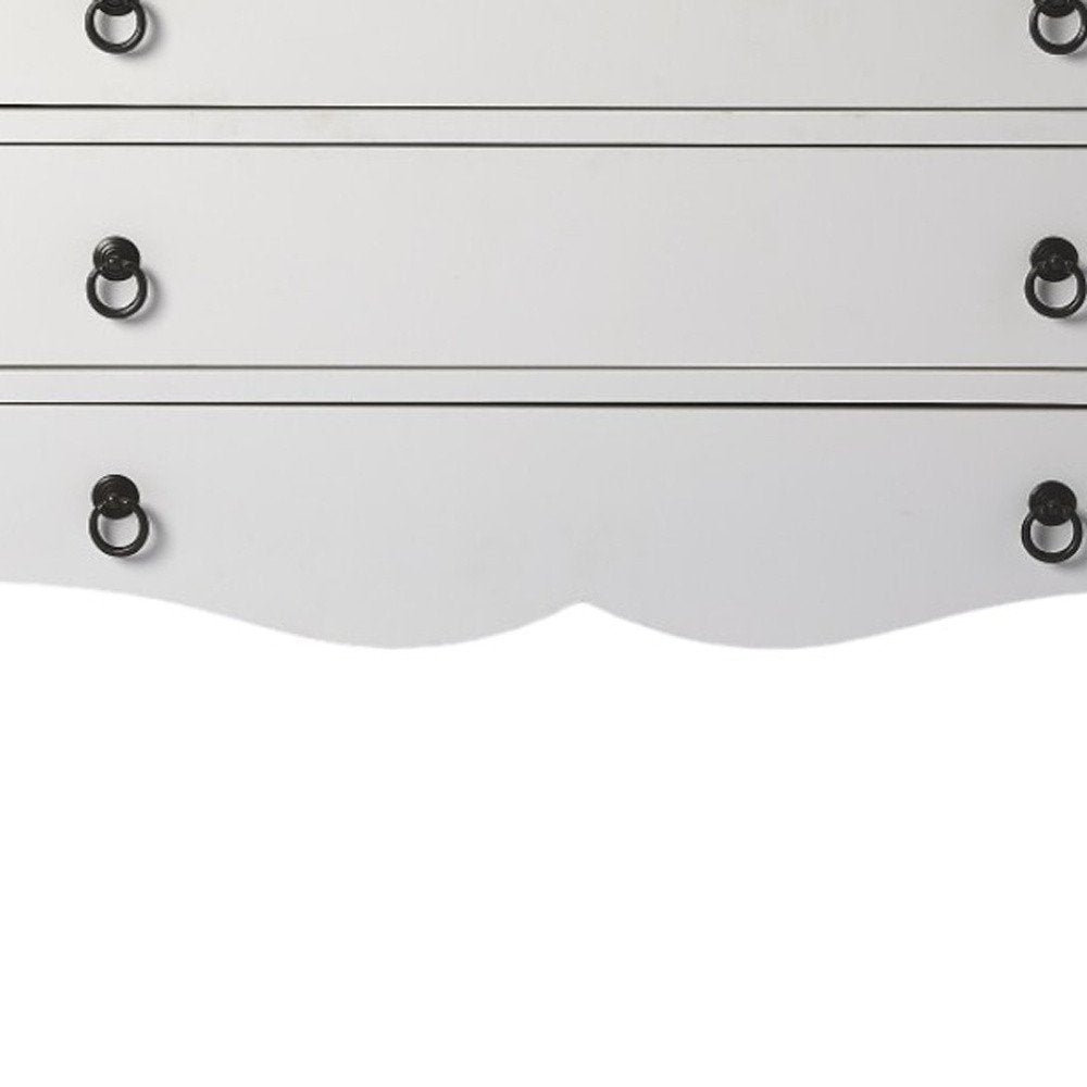 White Wood Three Drawer Dresser - 34-inch