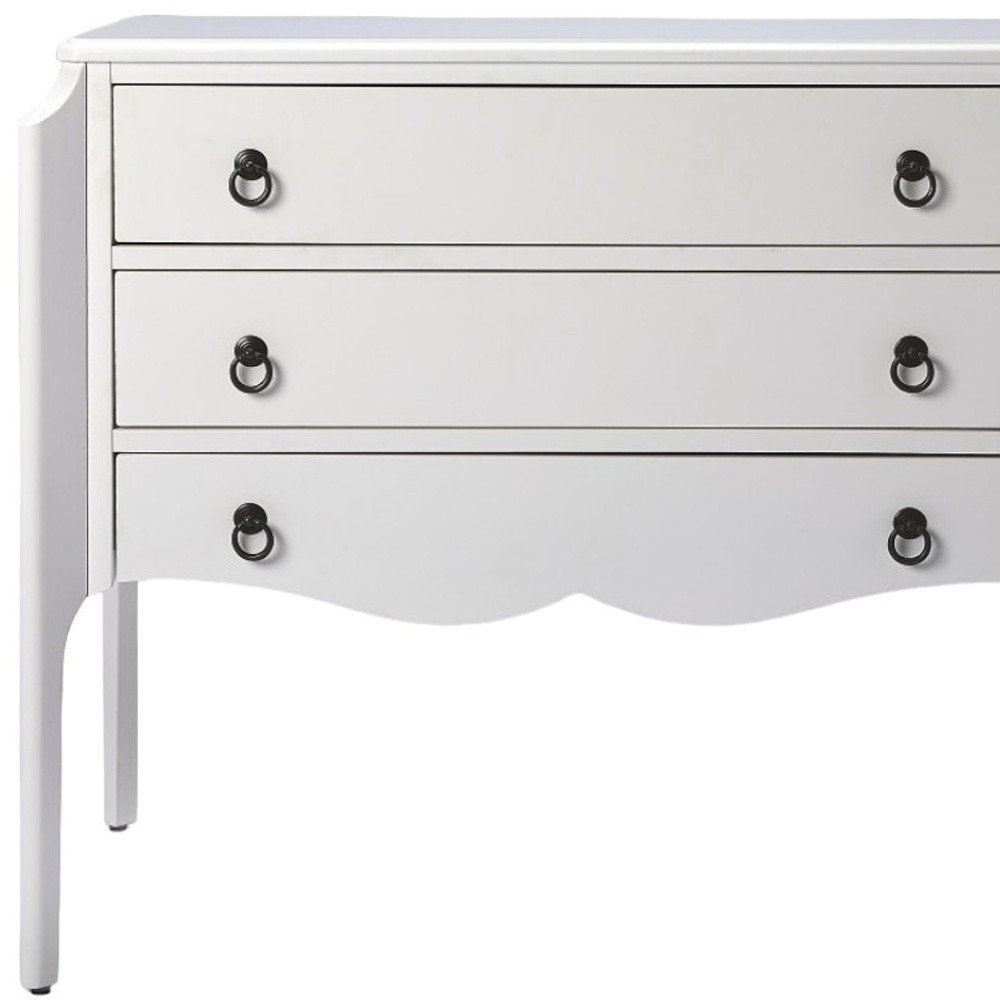 White Wood Three Drawer Dresser - 34-inch