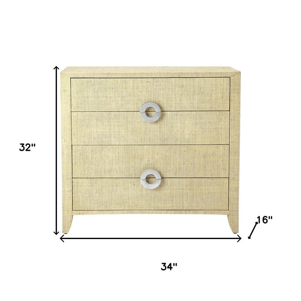 Beige Manufactured Wood Four Drawer Chest - 34-inch