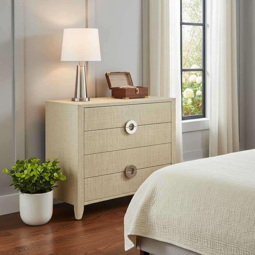 Beige Manufactured Wood Four Drawer Chest - 34-inch