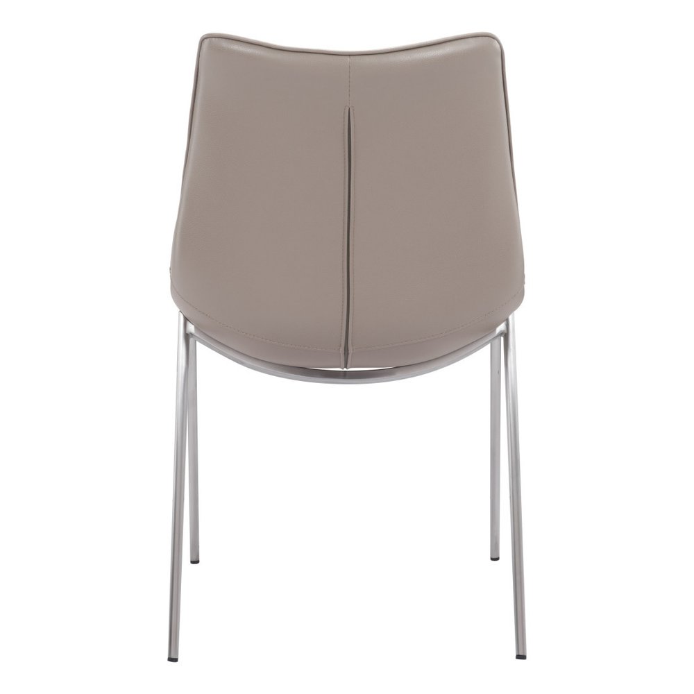 Set of Two Gray and Silver Upholstered Faux Leather Dining Side Chairs