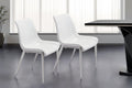 Set of Two White and Silver Upholstered Faux Leather Open Back Dining Side Chairs