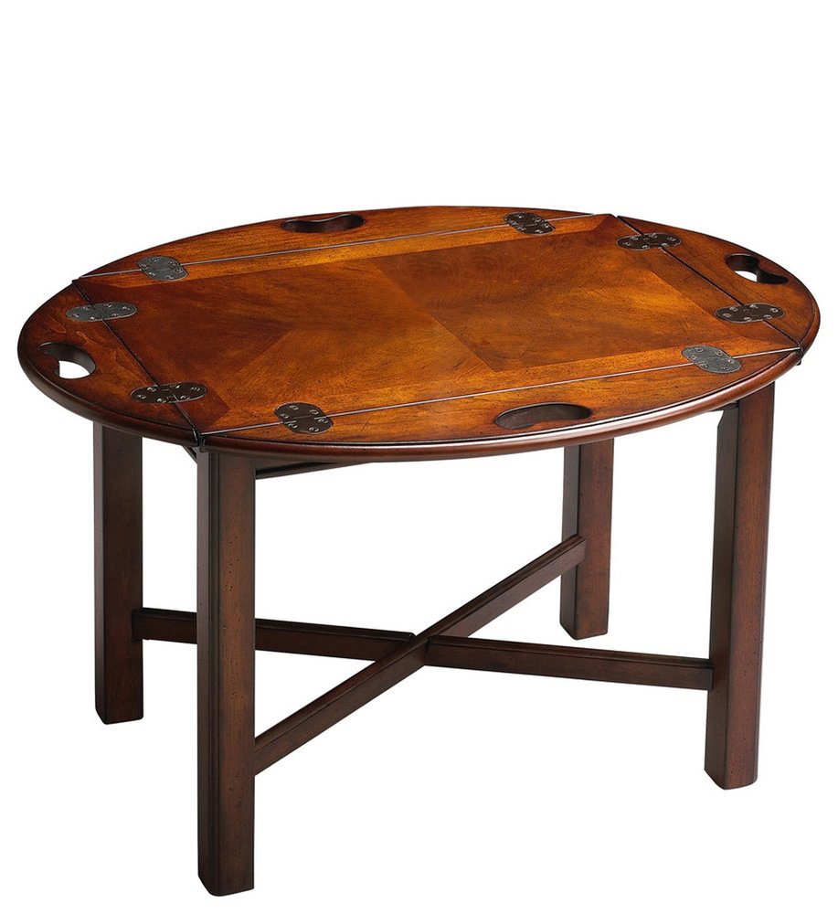 Brown and Dark Brown Wood Oval Coffee Table - 30-inch