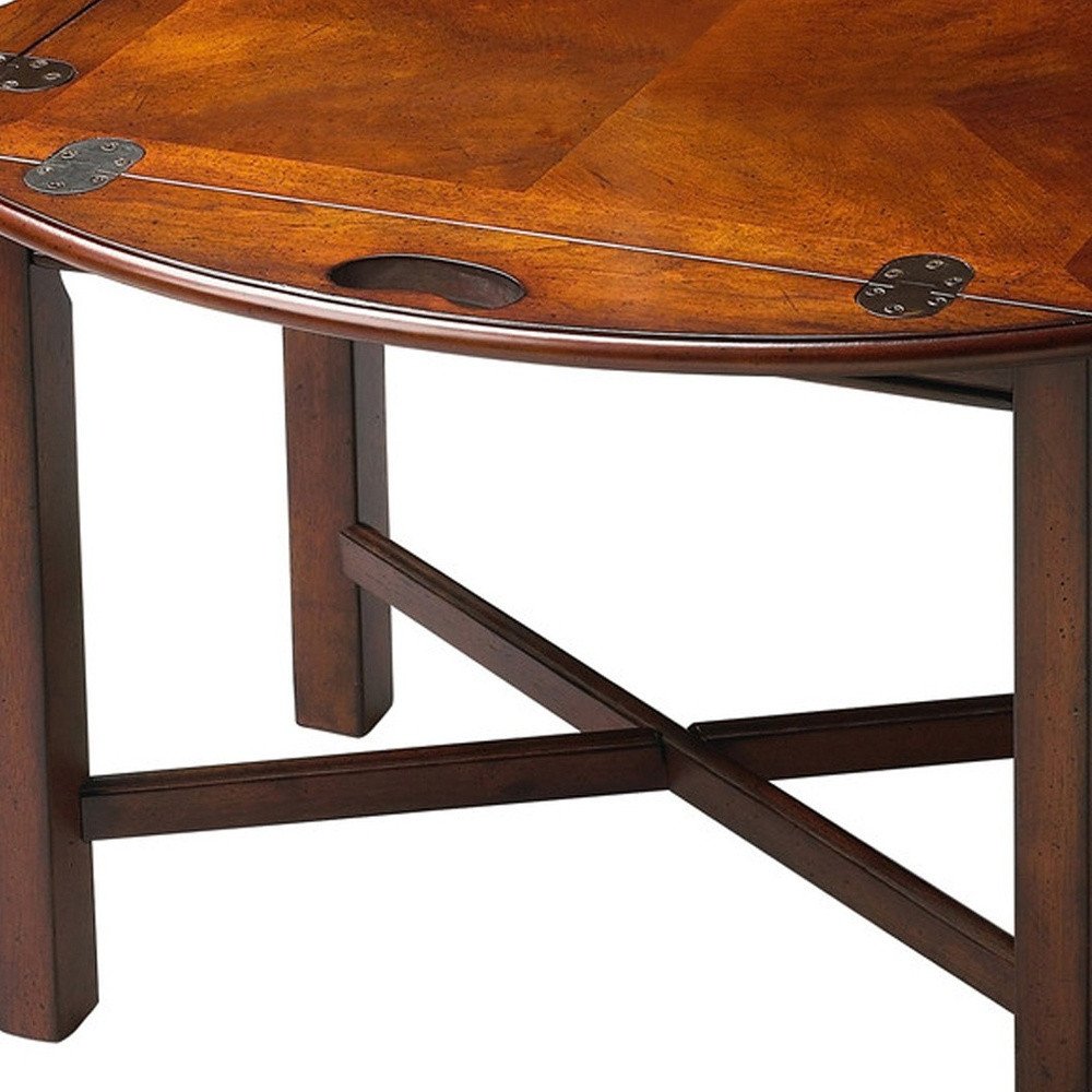 Brown and Dark Brown Wood Oval Coffee Table - 30-inch