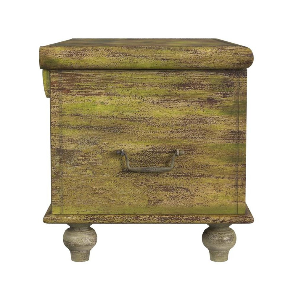 Brown and Green Wood Distressed Coffee Table - 33-inch
