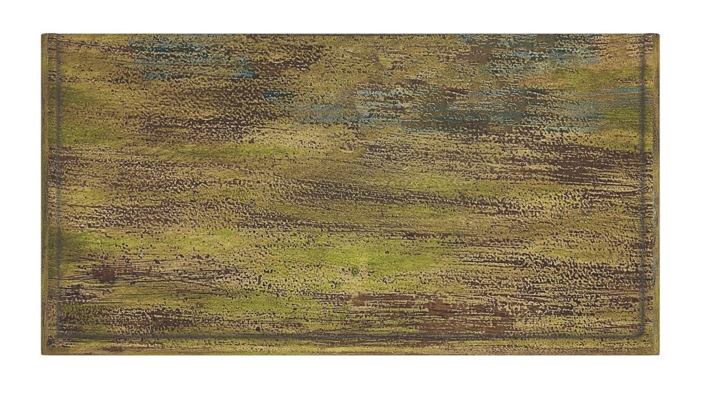 Brown and Green Wood Distressed Coffee Table - 33-inch