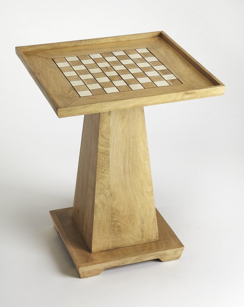 Natural Wood Square Pedestal Coffee Table - 22-inch