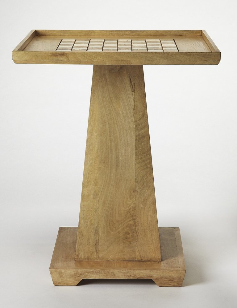 Natural Wood Square Pedestal Coffee Table - 22-inch