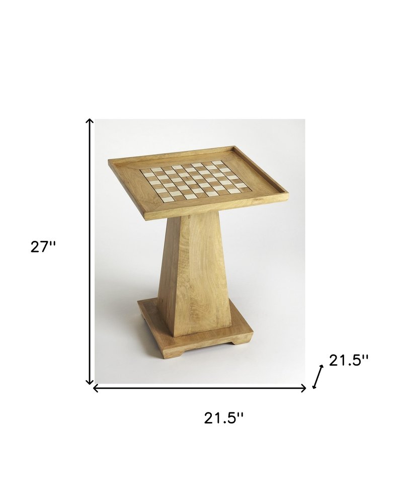 Natural Wood Square Pedestal Coffee Table - 22-inch