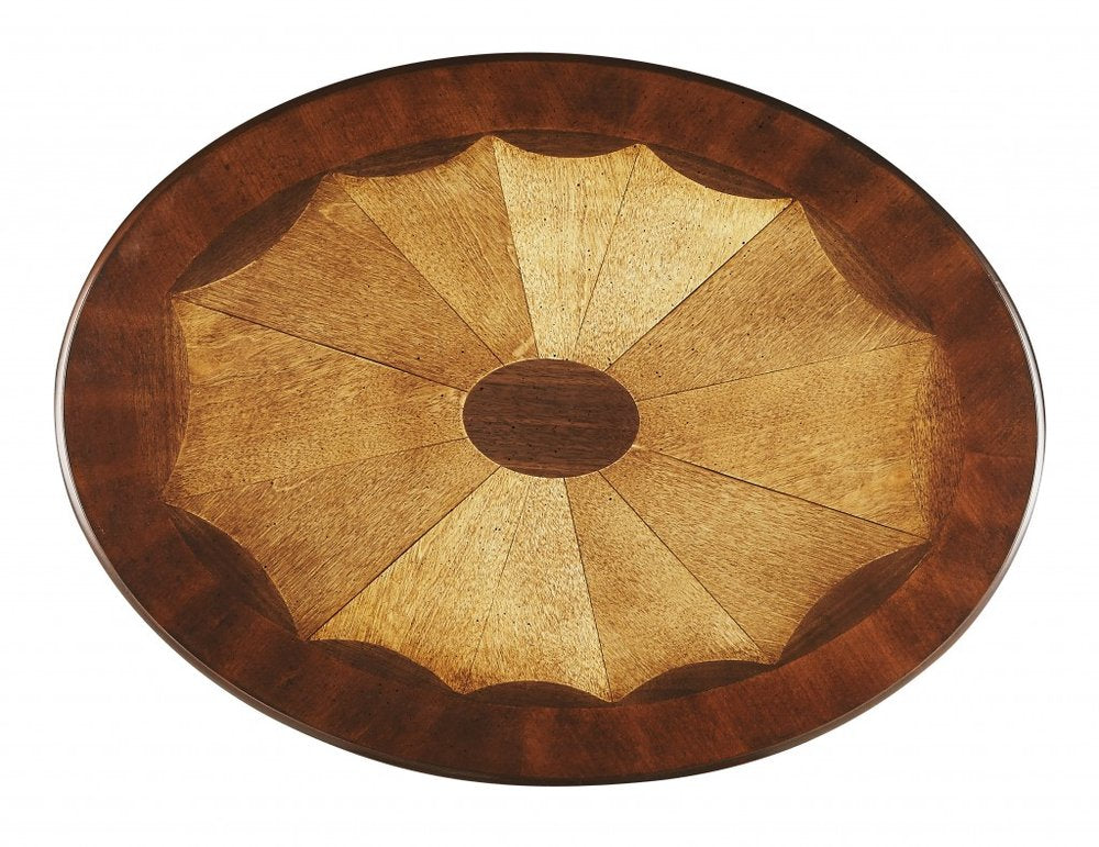 Brown Wood Oval Coffee Table with Drawer and Shelf - 25-inch