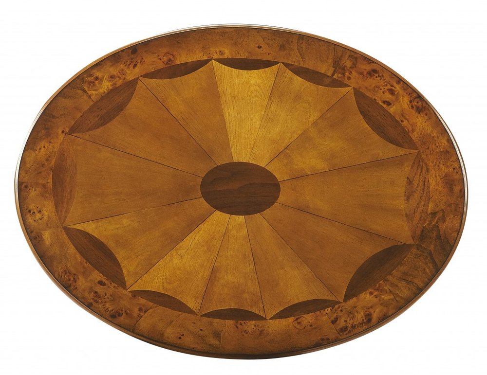 Brown Wood Oval Coffee Table with Drawer and Shelf - 25-inch