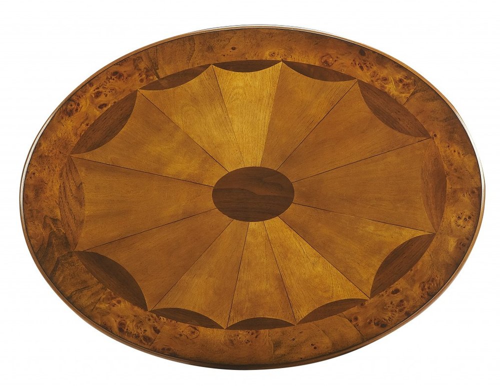 Brown Wood Oval Coffee Table with Drawer and Shelf - 25-inch