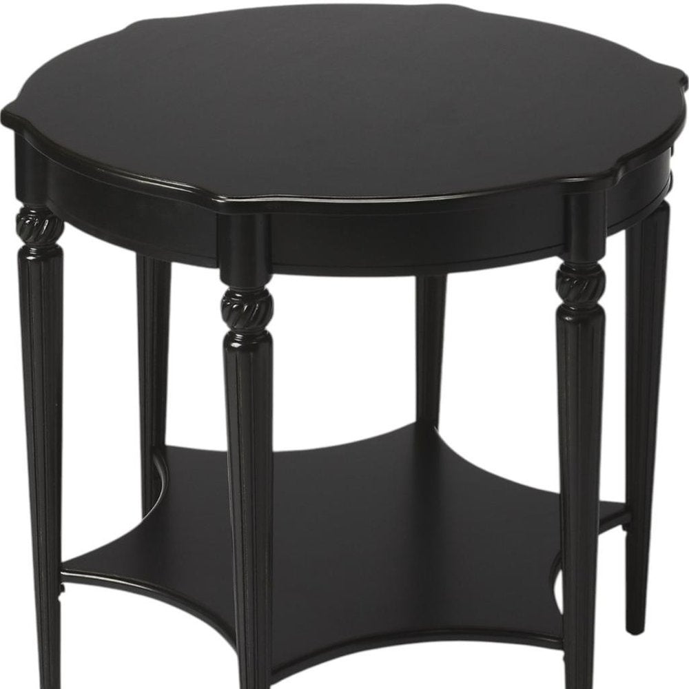 Brown Wood Round Coffee Table with Shelf - 28-inch