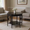 Brown Wood Round Coffee Table with Shelf - 28-inch