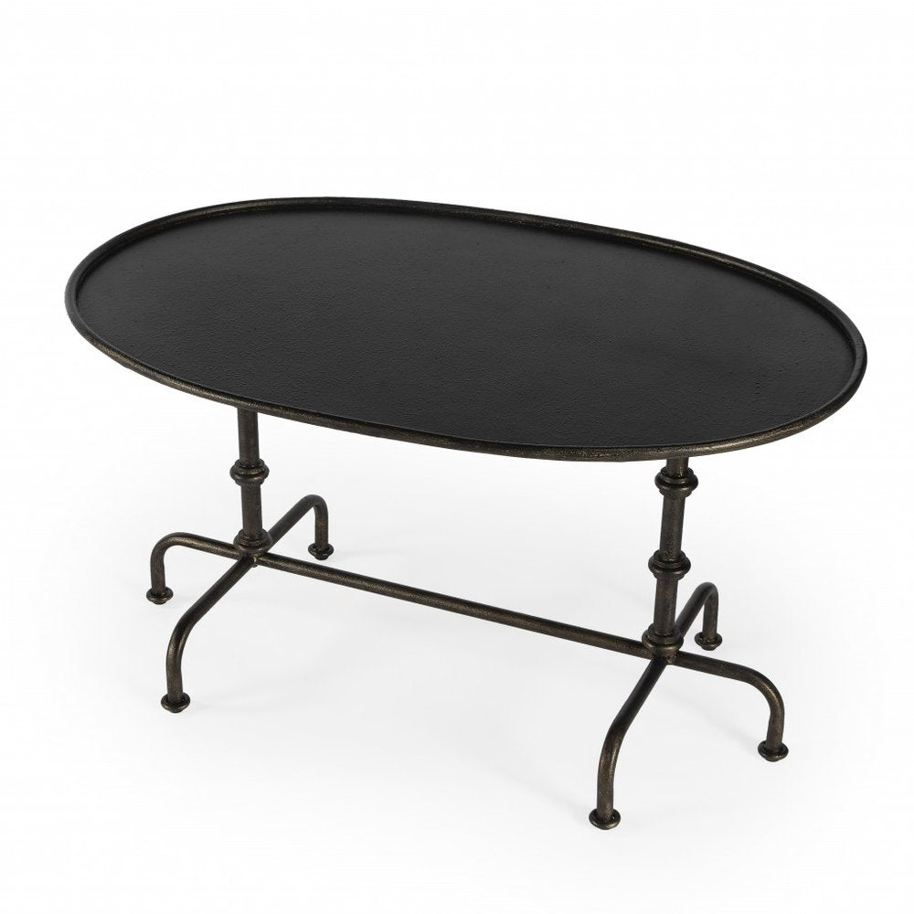 Silver Aluminum Oval Coffee Table - 38-inch