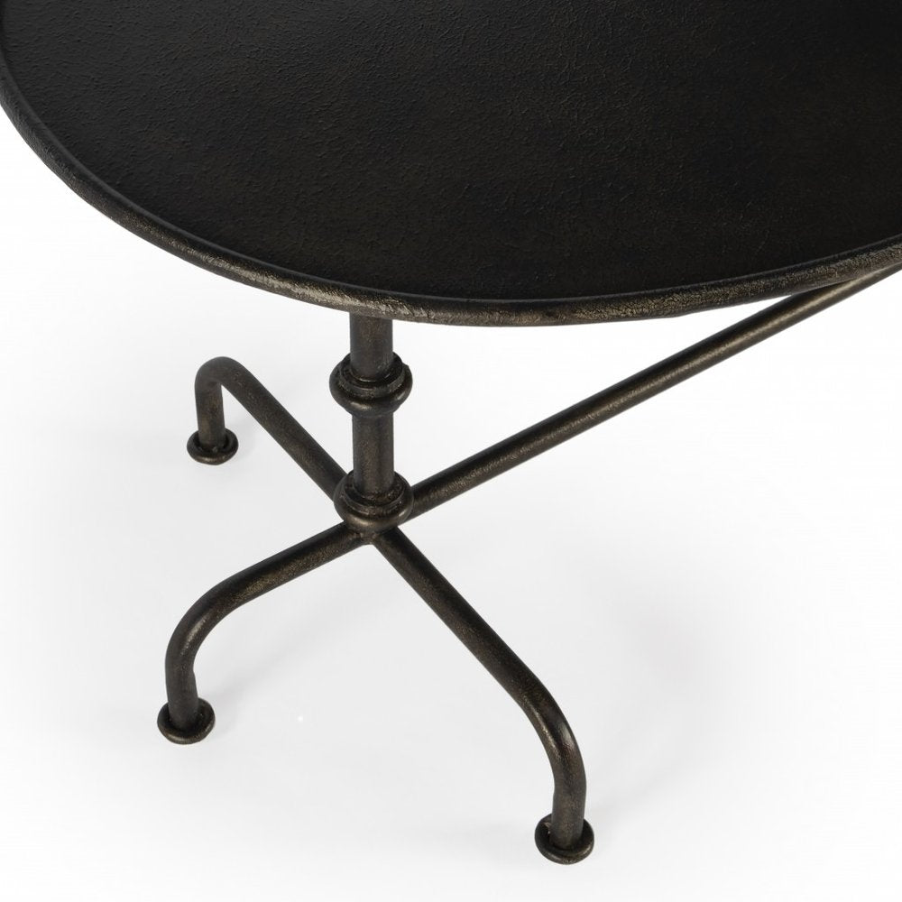 Silver Aluminum Oval Coffee Table - 38-inch