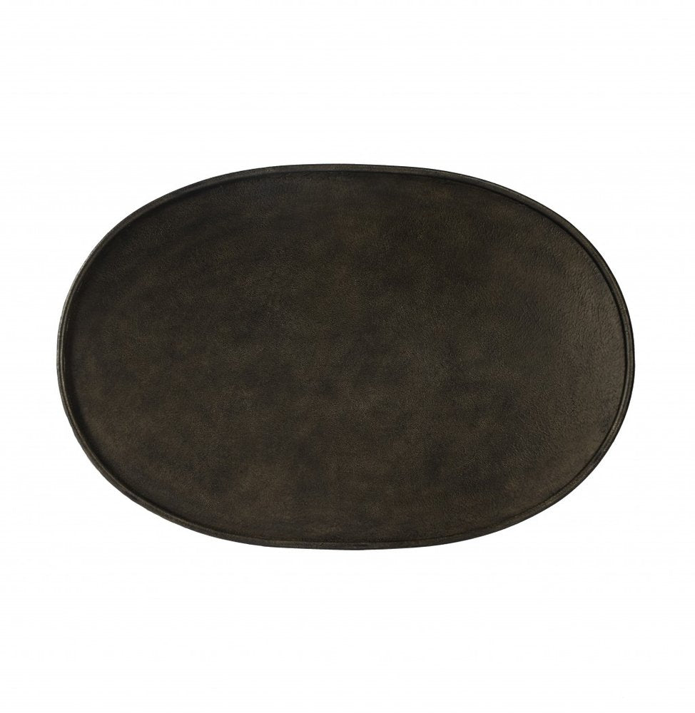 Silver Aluminum Oval Coffee Table - 38-inch
