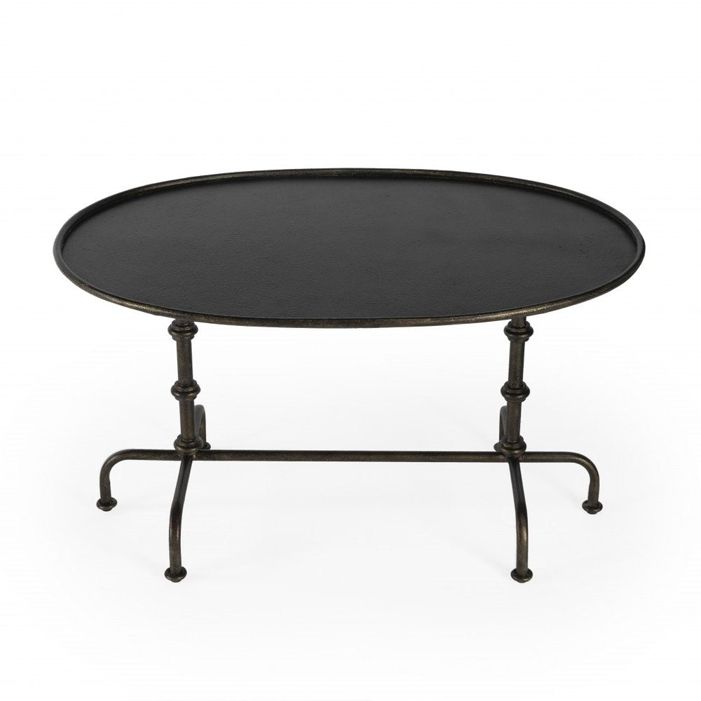 Silver Aluminum Oval Coffee Table - 38-inch