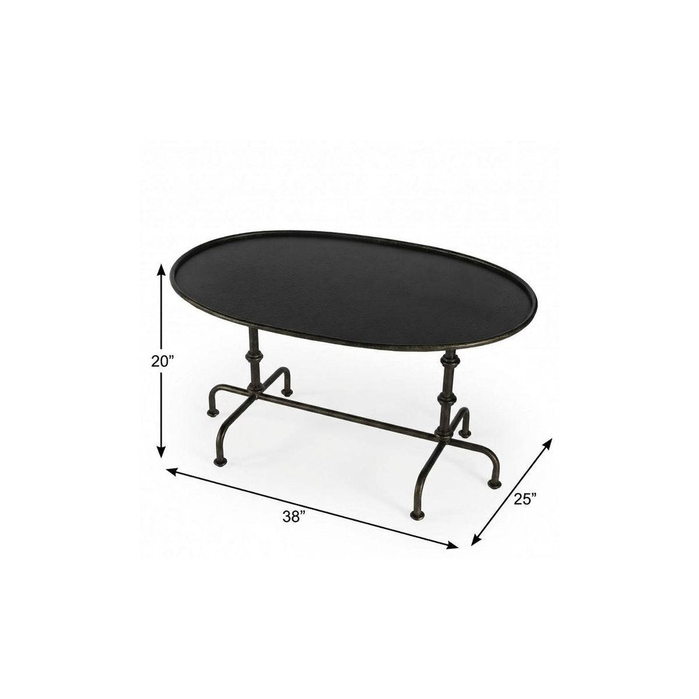 Silver Aluminum Oval Coffee Table - 38-inch