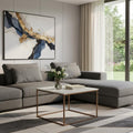White and Copper Genuine Marble and Metal Square Coffee Table