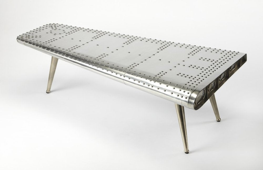 Silver Aluminum and Metal Coffee Table - 60-inch