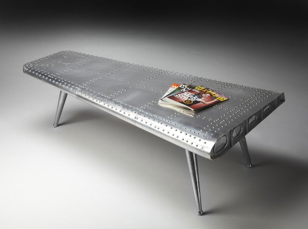 Silver Aluminum and Metal Coffee Table - 60-inch