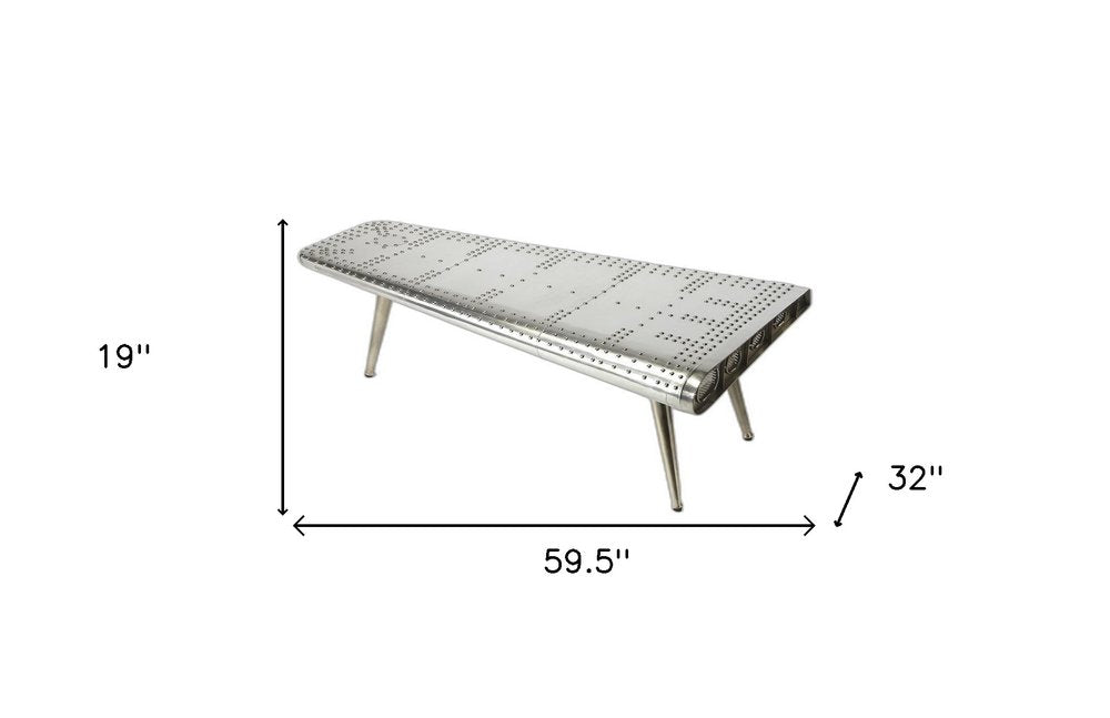 Silver Aluminum and Metal Coffee Table - 60-inch