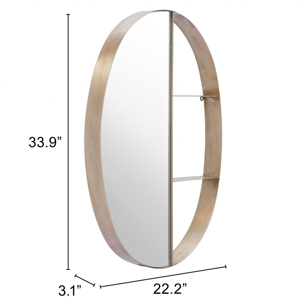 Bronze Oval Steel Framed Accent Mirror - 34-inch
