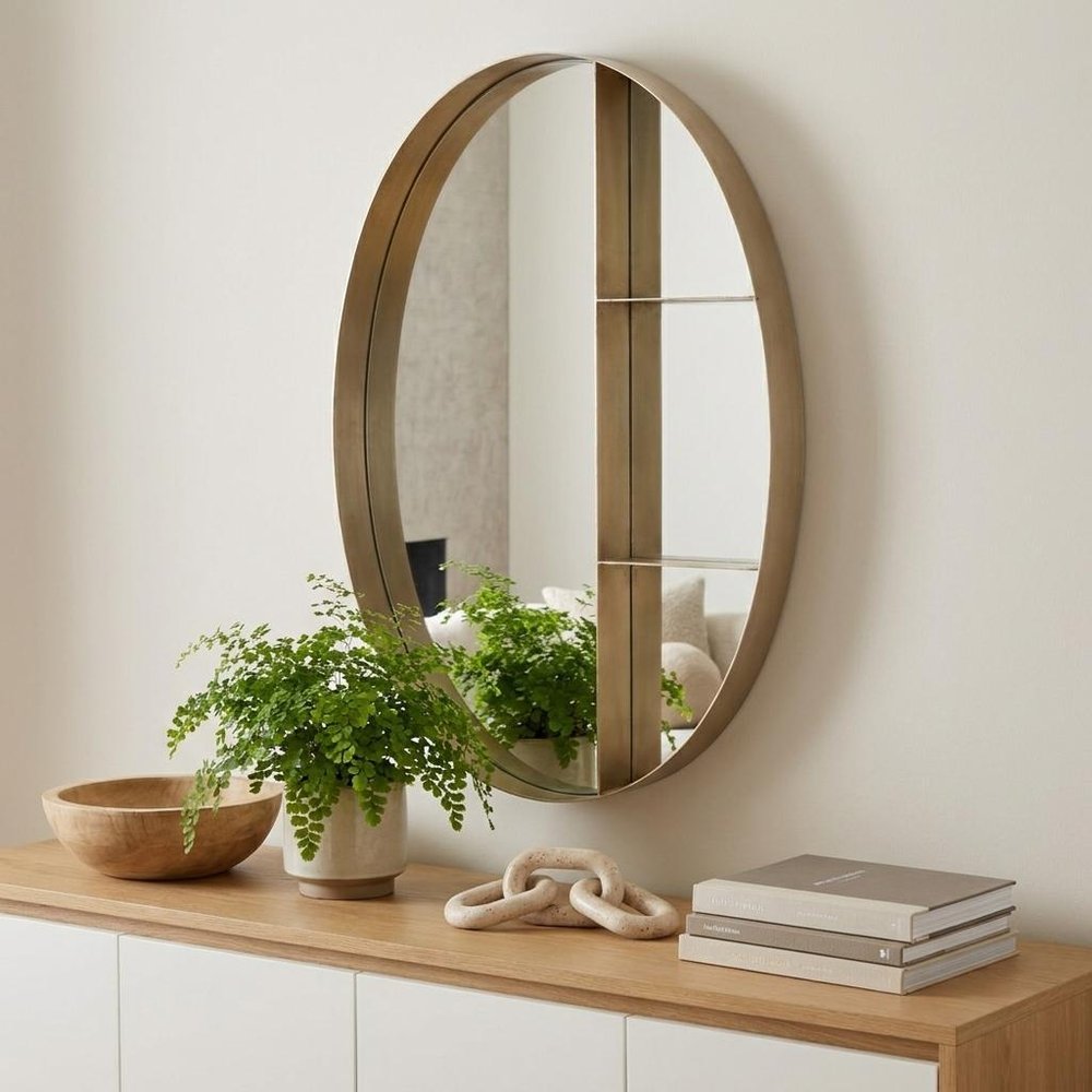 Bronze Oval Steel Framed Accent Mirror - 34-inch