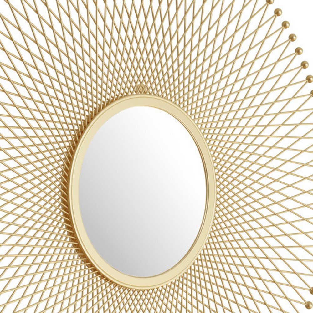 Gold Round Iron Framed Accent Mirror - 35-inch