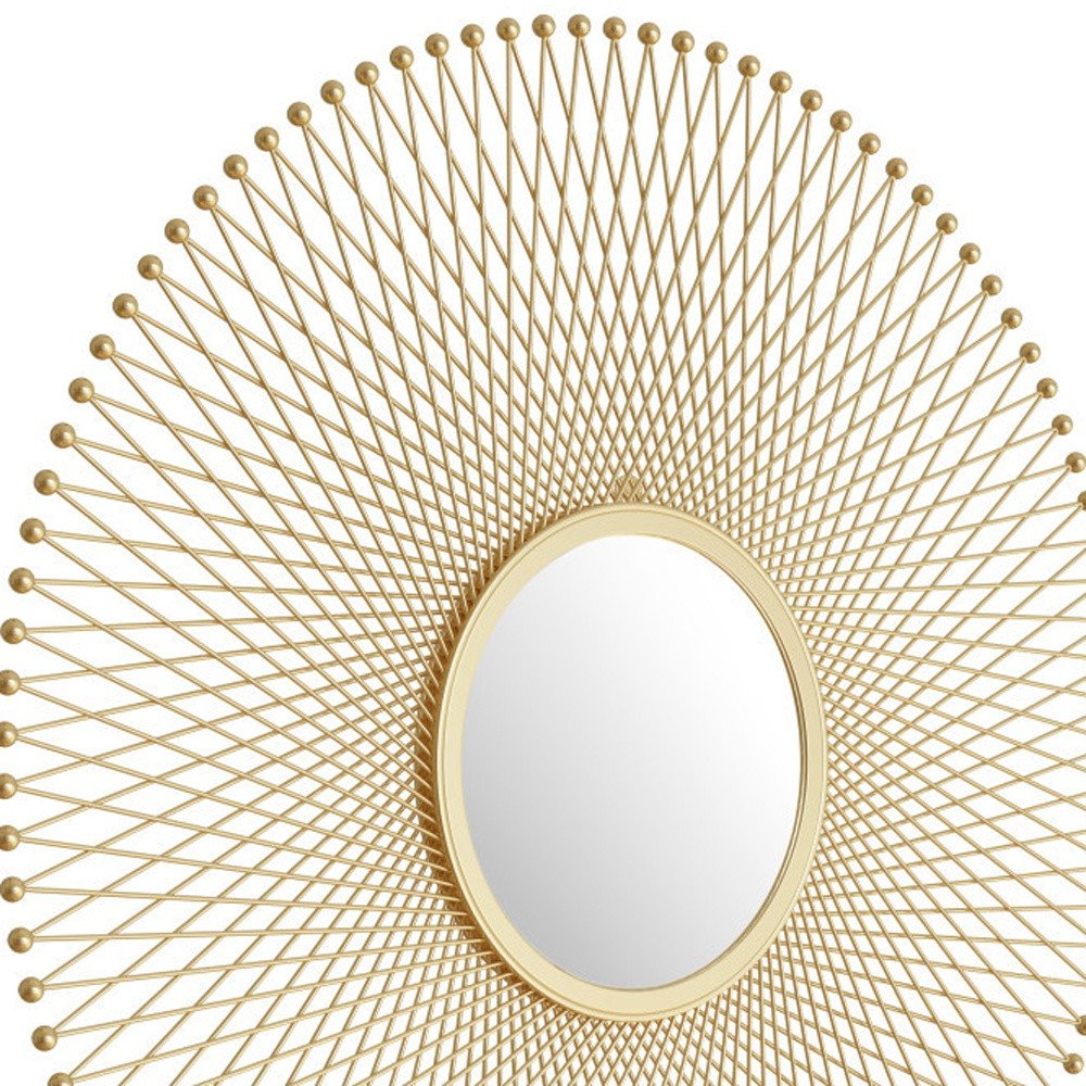 Gold Round Iron Framed Accent Mirror - 35-inch