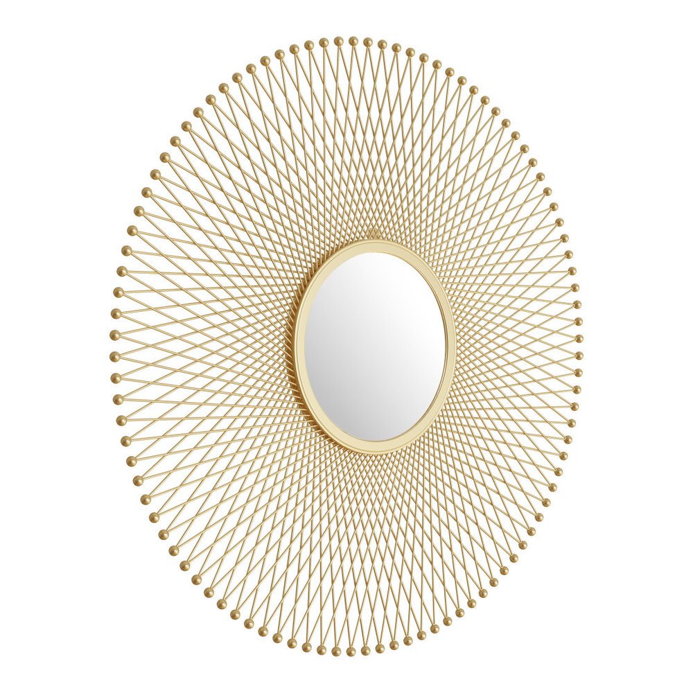 Gold Round Iron Framed Accent Mirror - 35-inch