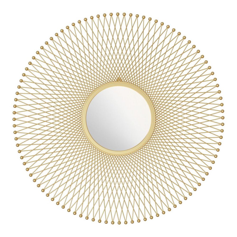 Gold Round Iron Framed Accent Mirror - 35-inch