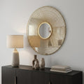 Gold Round Iron Framed Accent Mirror - 35-inch