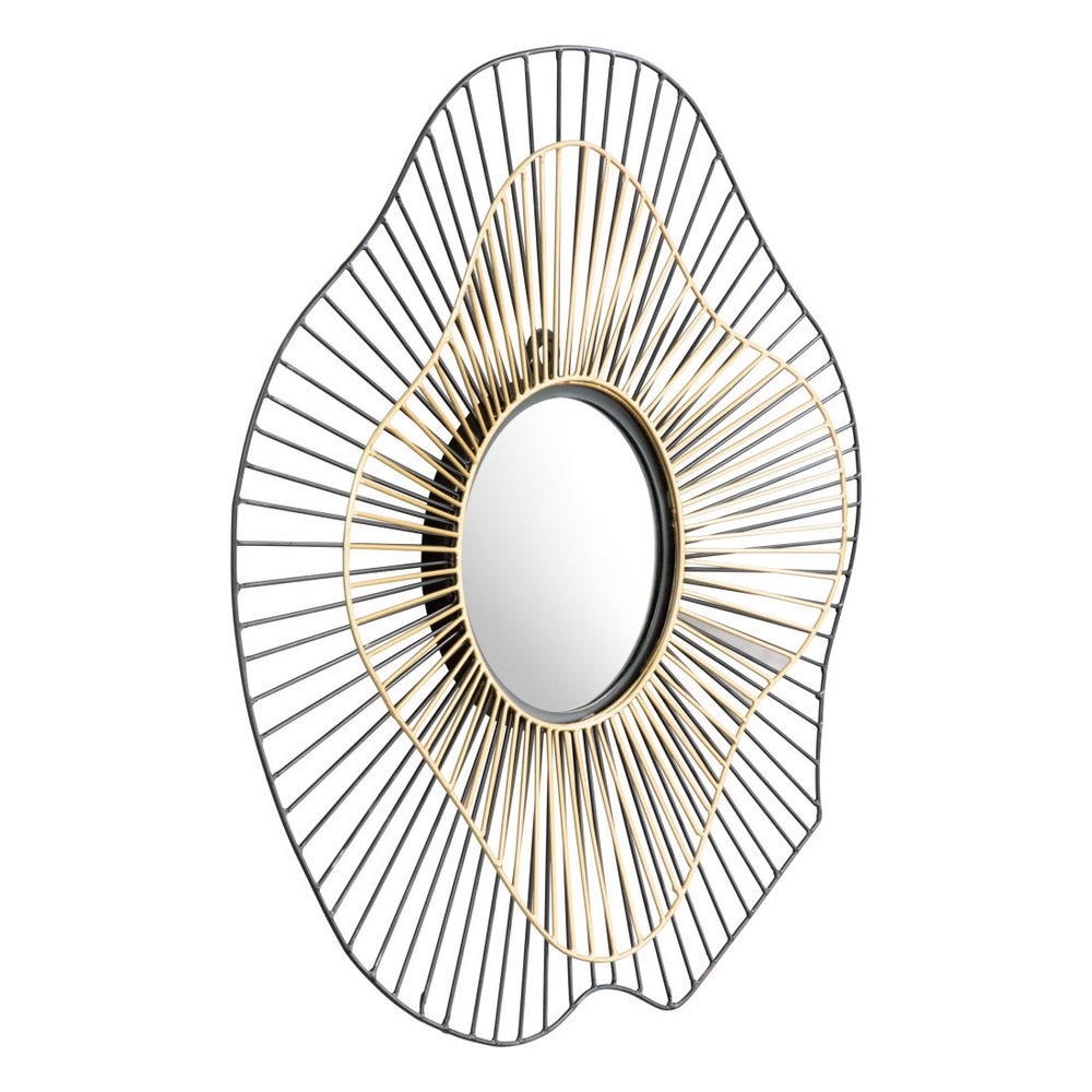 Black Abstract Metal Framed Accent Mirror - 22-inch