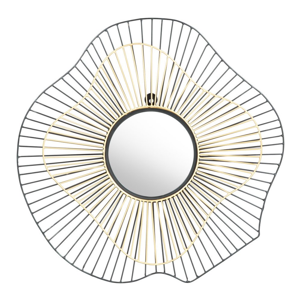 Black Abstract Metal Framed Accent Mirror - 22-inch