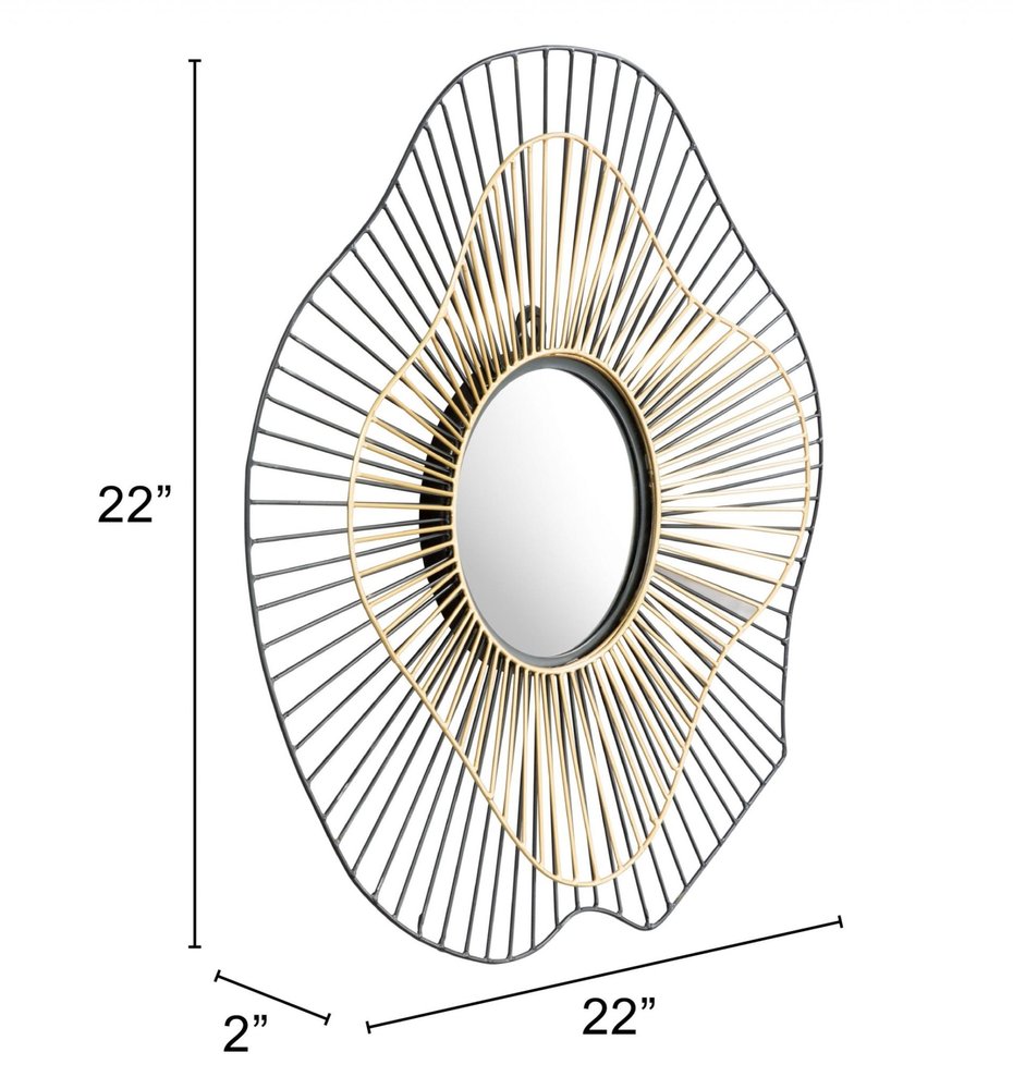 Black Abstract Metal Framed Accent Mirror - 22-inch