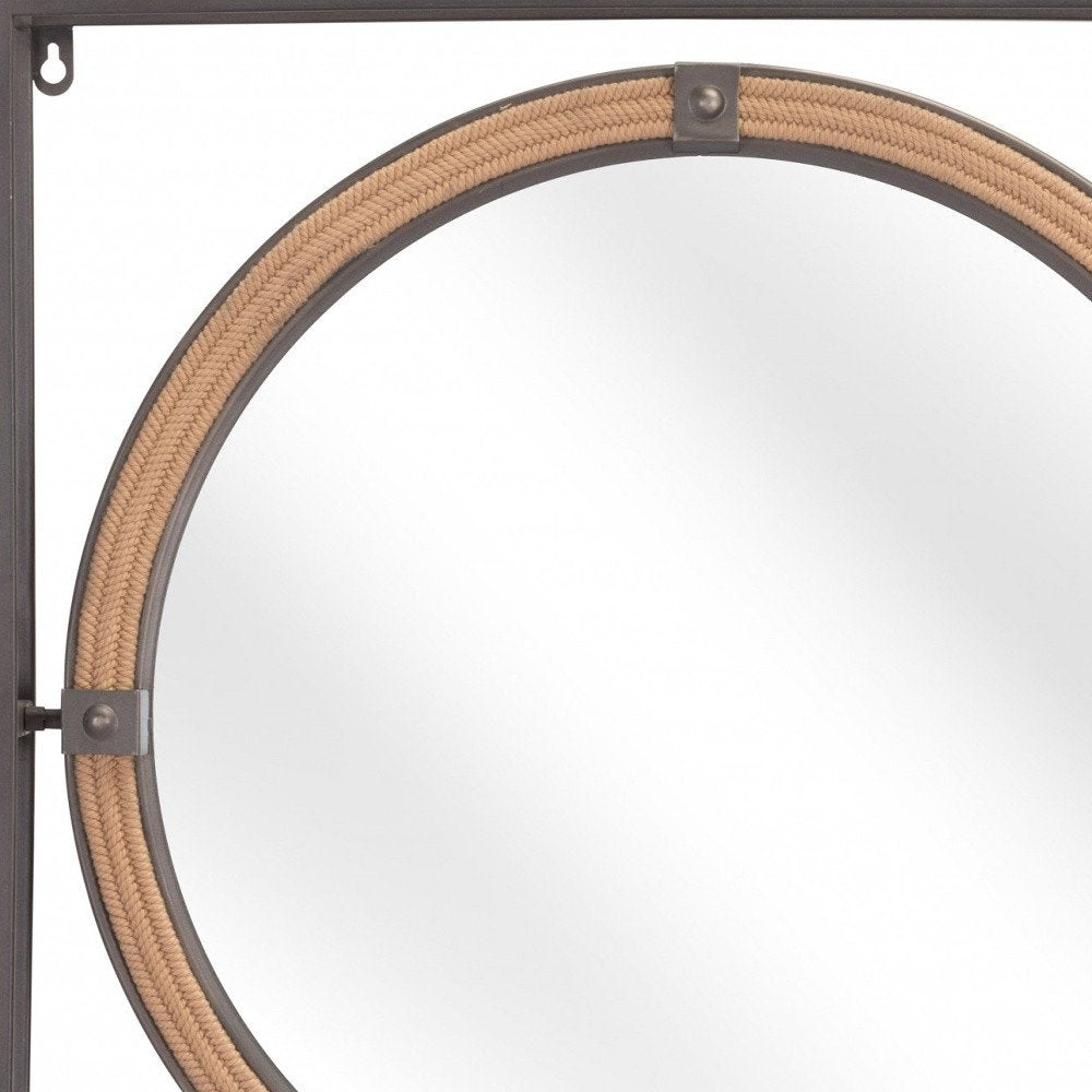 Gray Square Steel Framed Accent Mirror - 22-inch