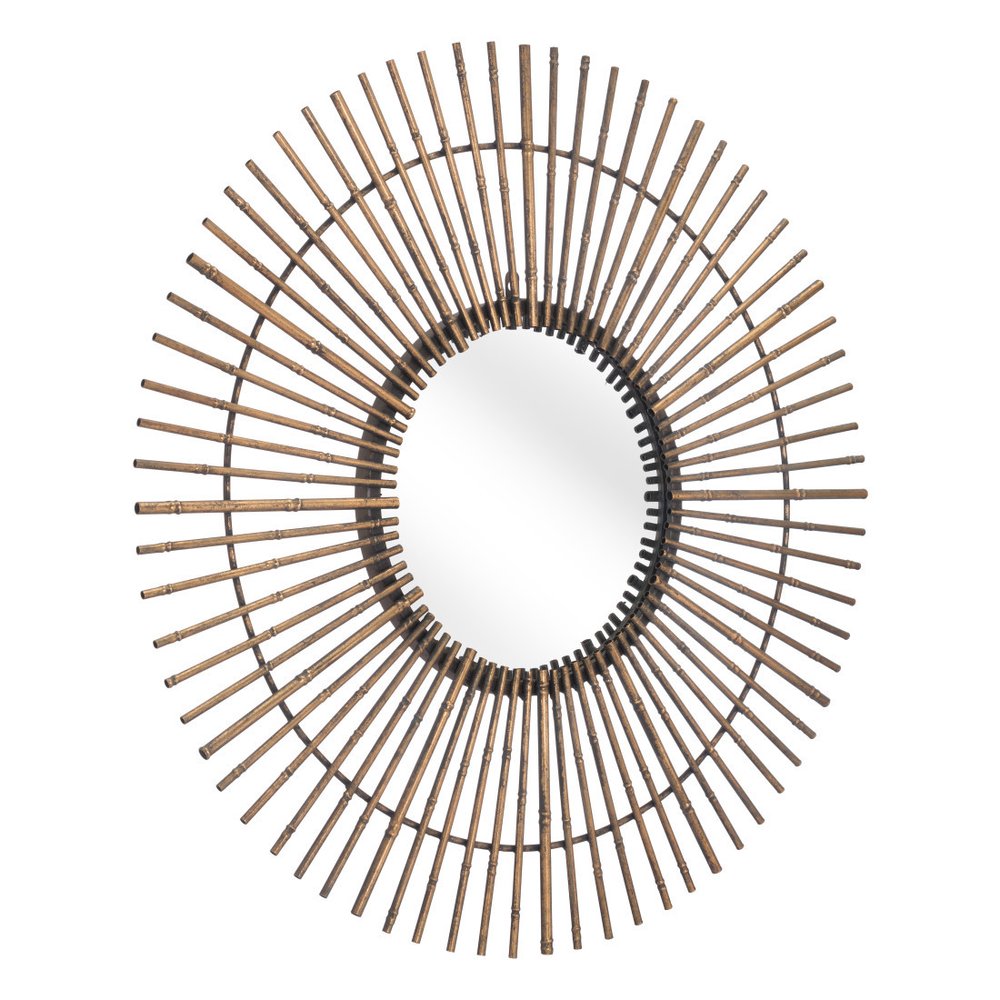 Gold Steel Sunburst Framed Accent Mirror - 32-inch
