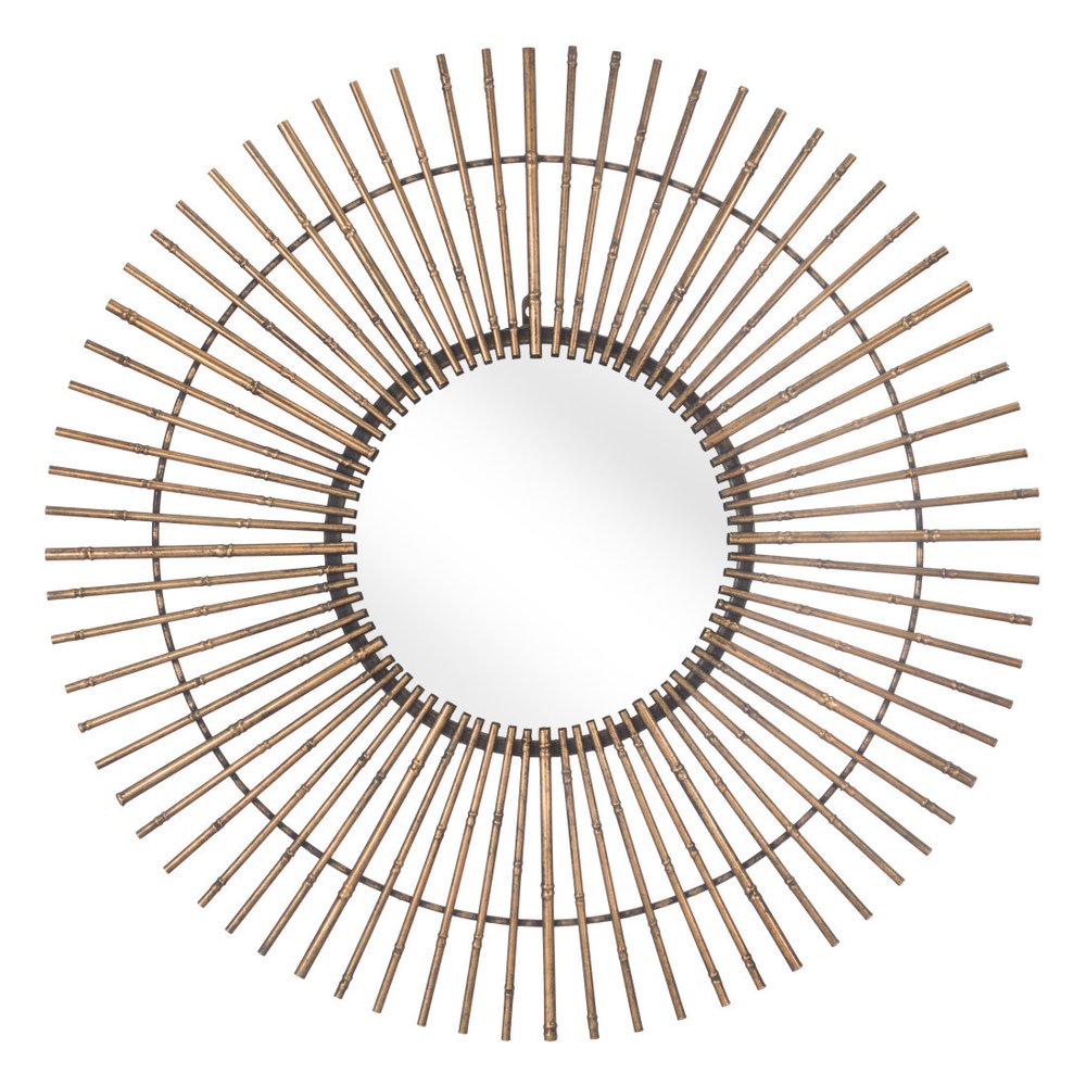Gold Steel Sunburst Framed Accent Mirror - 32-inch