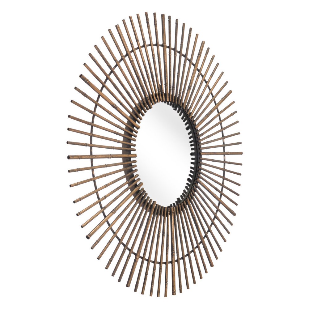 Gold Steel Sunburst Framed Accent Mirror - 32-inch