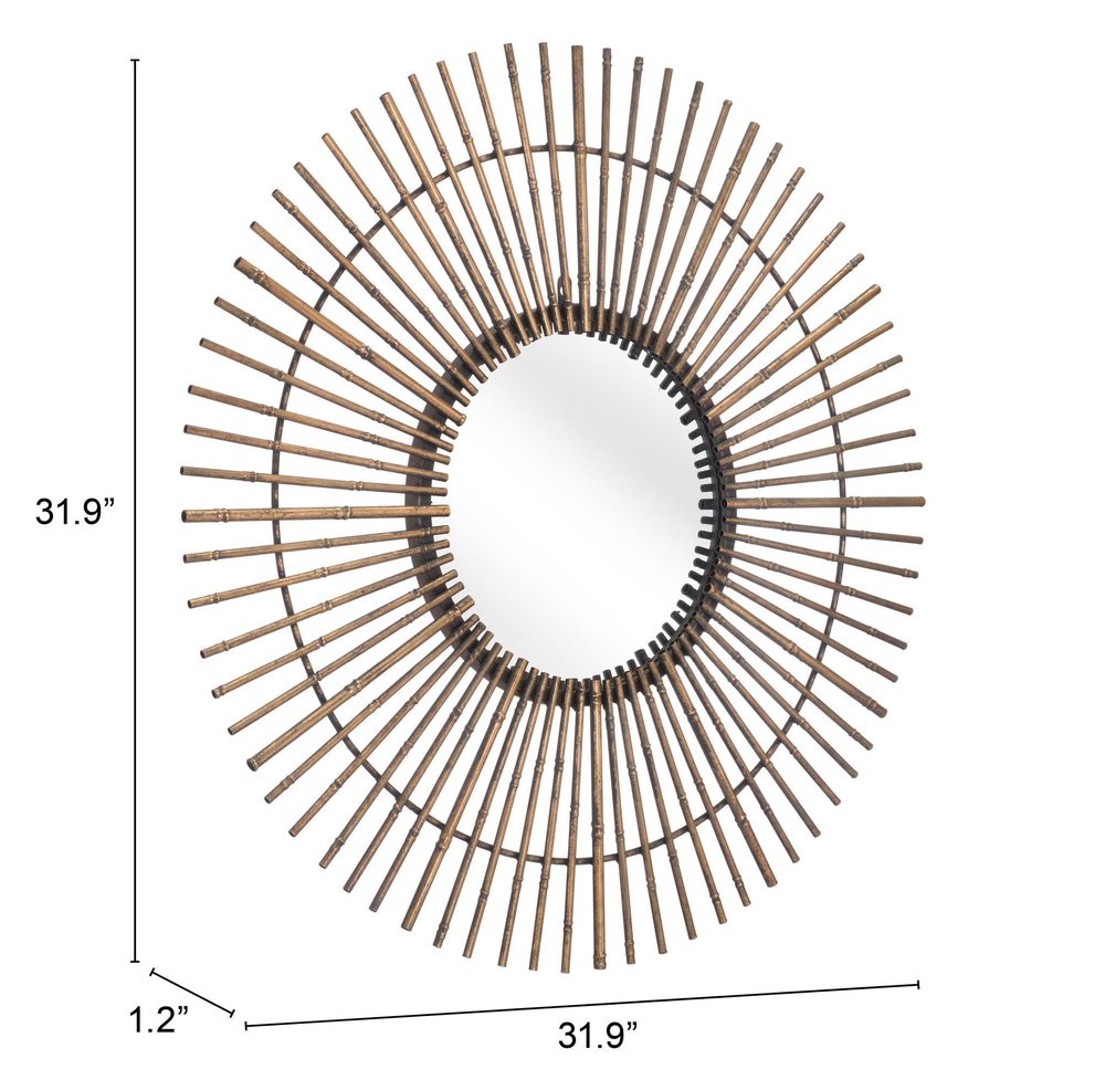 Gold Steel Sunburst Framed Accent Mirror - 32-inch