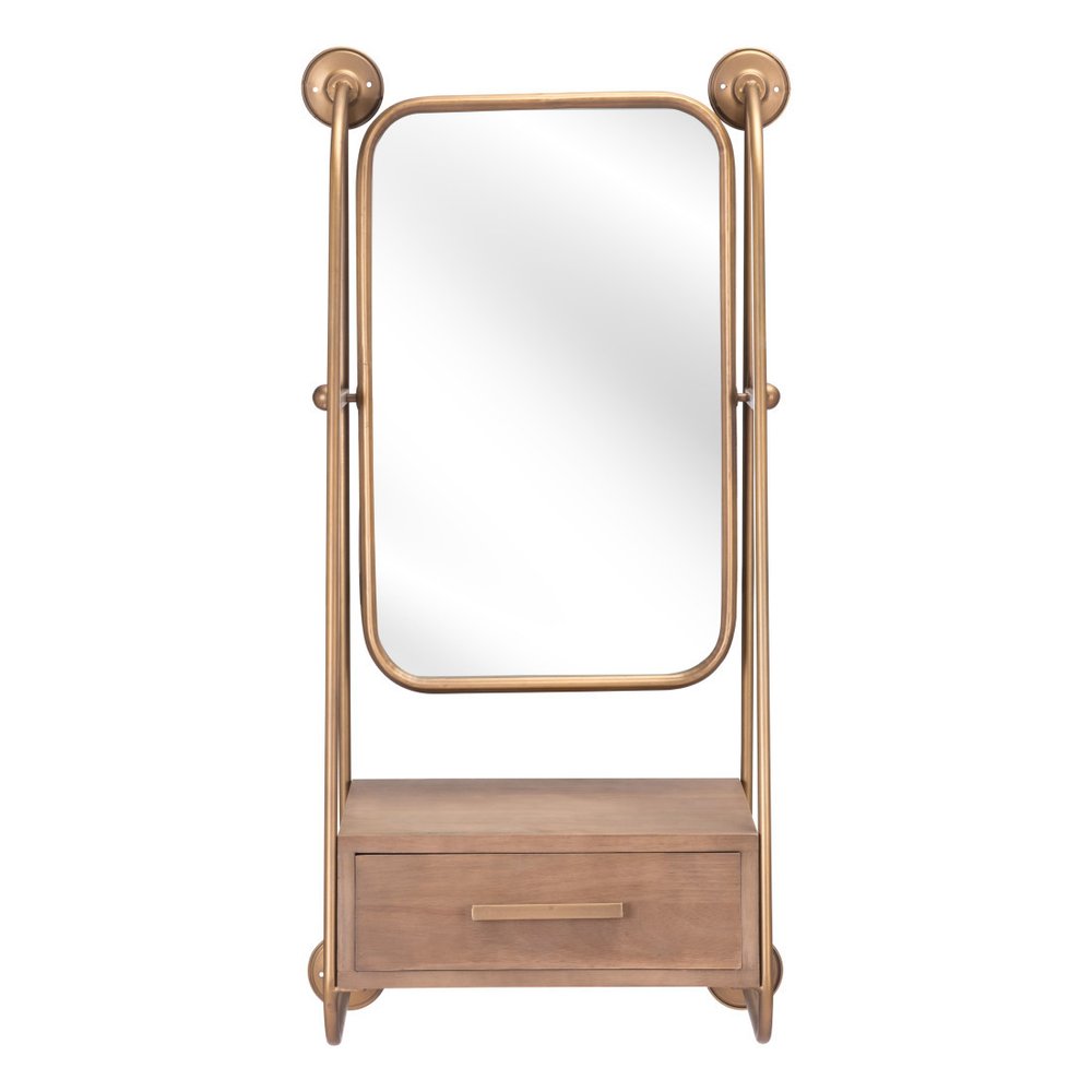 Gold Steel Framed Accent Mirror - 36-inch