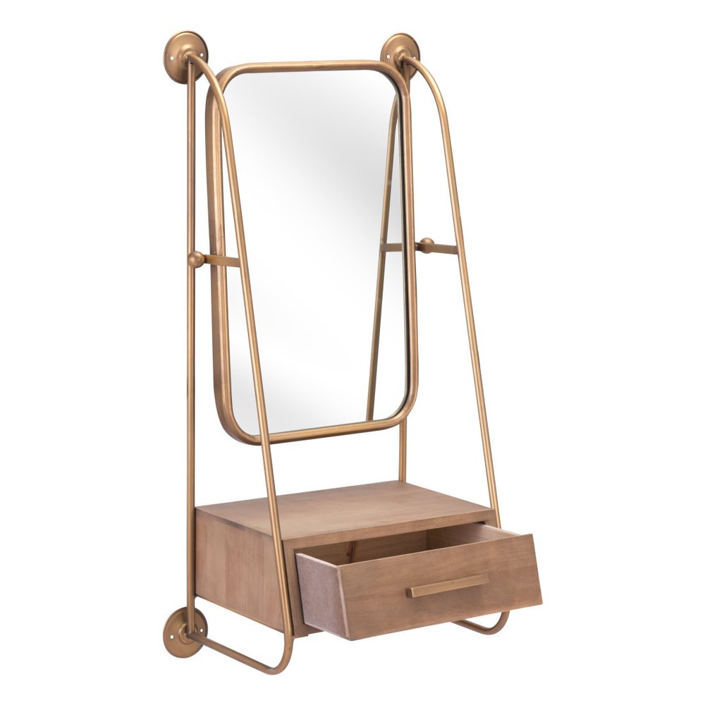 Gold Steel Framed Accent Mirror - 36-inch