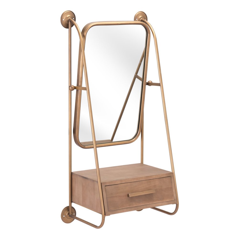 Gold Steel Framed Accent Mirror - 36-inch